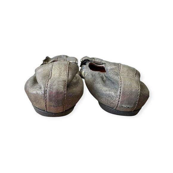 Lanvin Classic Ballerina Flats with Oversized Bows. Pewter leather. - Picture 6 of 13